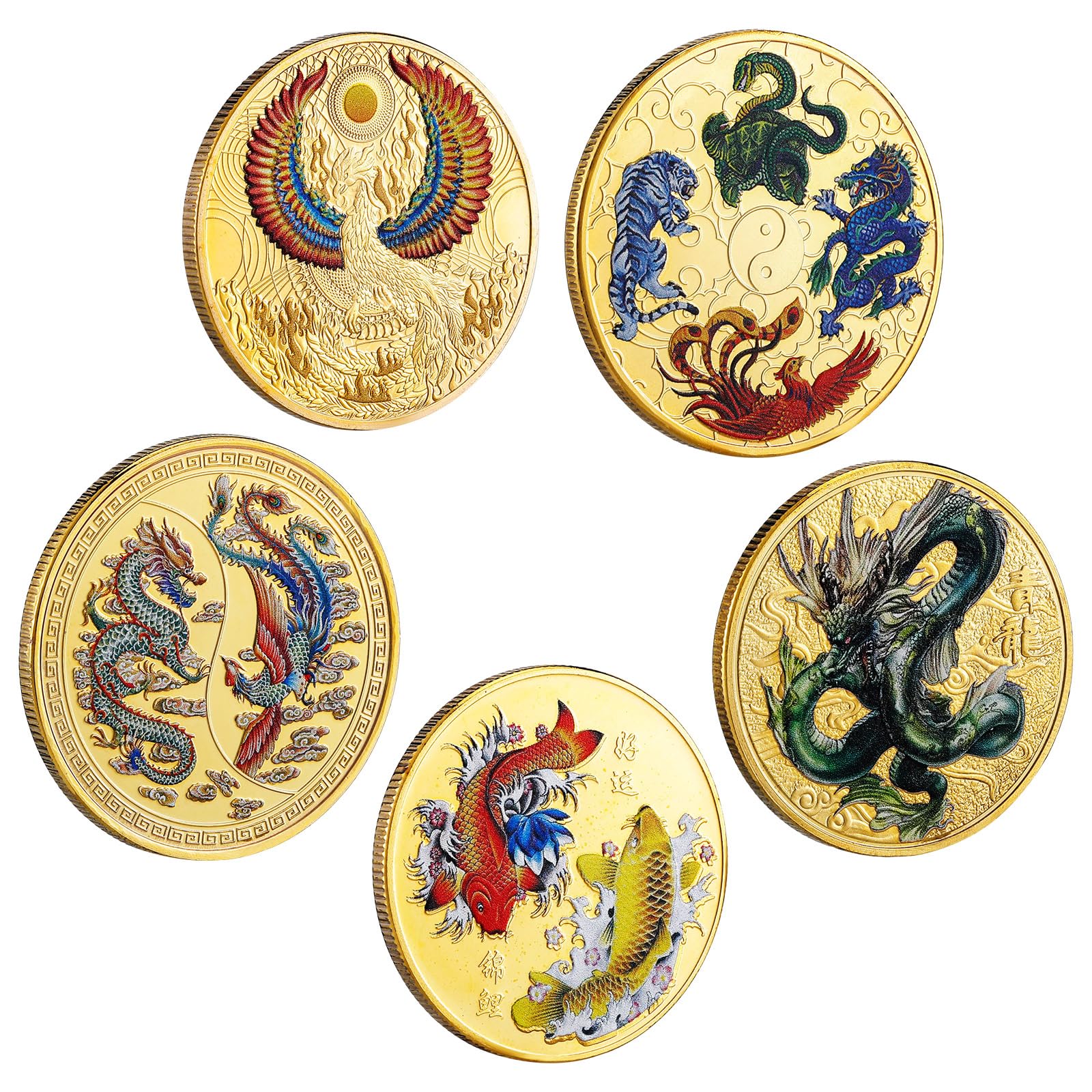 Amazon.com: Ecally 5 Pieces Chinese Lucky Coin Ancient Mythical